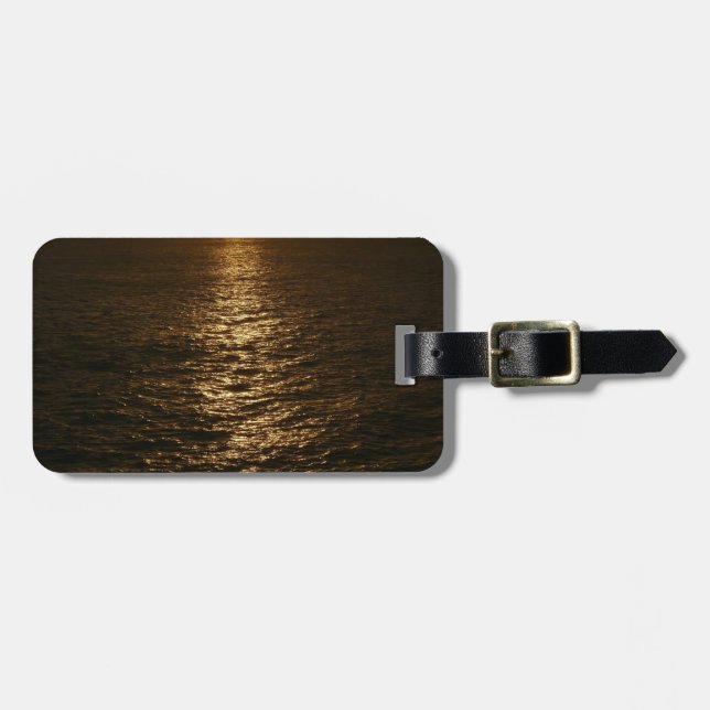 Etiqueta De Bagagem Sunset no Oceano Abstrato de Água Fotografia (Frente Horizontal)