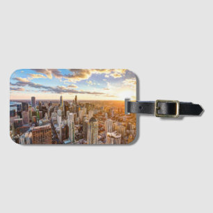 Etiqueta De Bagagem Sunset Over Chicago