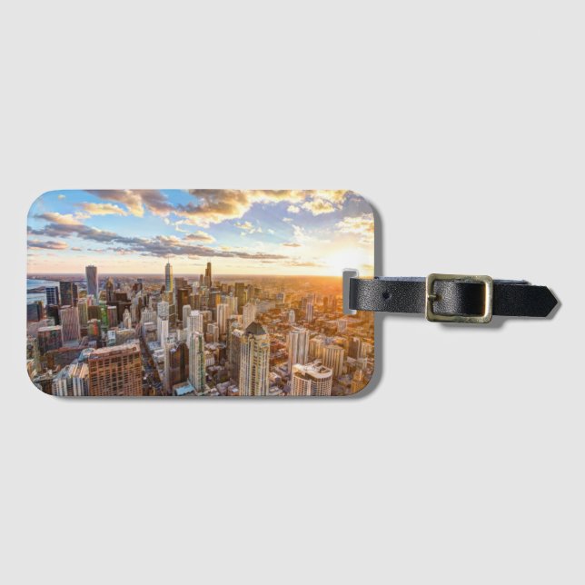 Etiqueta De Bagagem Sunset Over Chicago (Frente Horizontal)