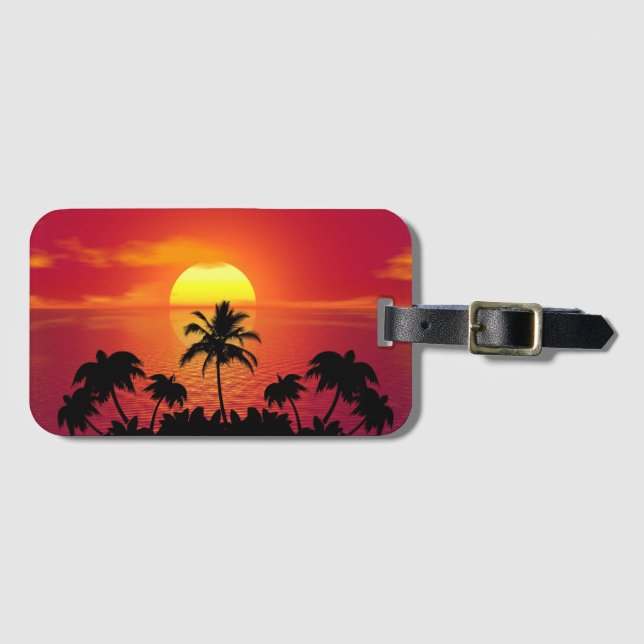 Etiqueta De Bagagem Sunset tropical (Frente Horizontal)