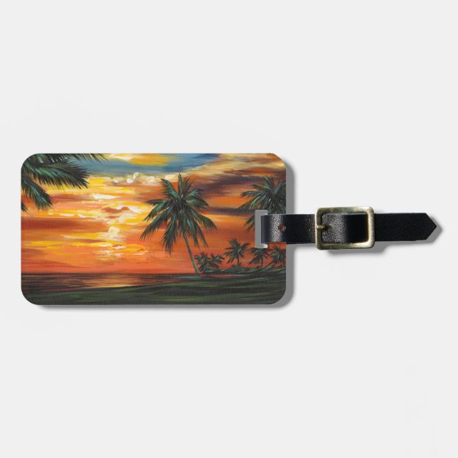 Etiqueta De Bagagem Sunset tropical impressionante (Frente Horizontal)