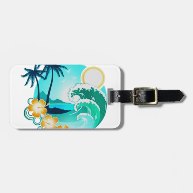 Etiqueta De Bagagem Surf TROPICAL HAWAIIAN (Frente Horizontal)