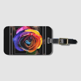 Etiqueta De Bagagem Surfar na Rosa do arco-íris