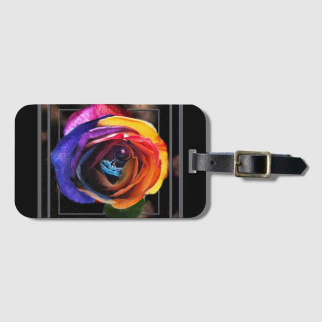 Etiqueta De Bagagem Surfar na Rosa do arco-íris (Frente Horizontal)