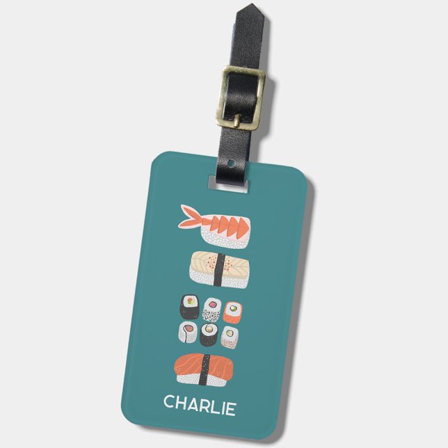 Etiqueta De Bagagem Sushi Personalizado (Custom name Japanese sushi food art personalized luggage tag)