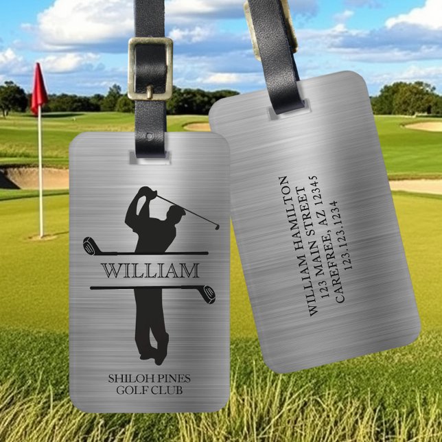 Etiqueta De Bagagem Swing de Golfe do Monograma Personalizado (Criador carregado)