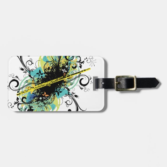Etiqueta De Bagagem Swirl Grunge Flute (Frente Horizontal)