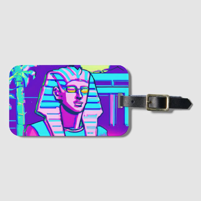 Etiqueta De Bagagem Synthwave Pharaoh (Frente Horizontal)