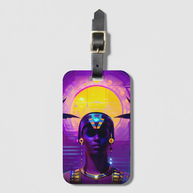 Etiqueta De Bagagem Synthwave Pharaoh (Frente Vertical)