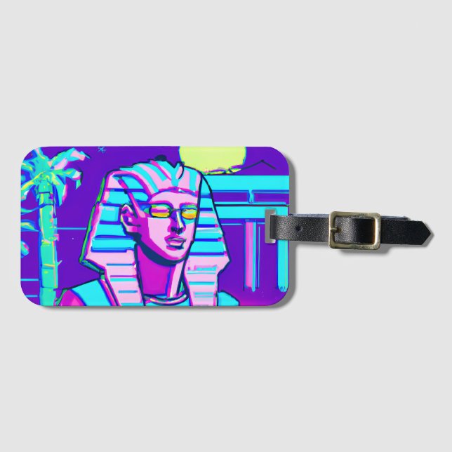 Etiqueta De Bagagem Synthwave Pharaoh (Frente Horizontal)