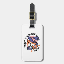 Etiqueta De Bagagem Tabby Witch Brew – Design de Gato Fofo de Hallowee