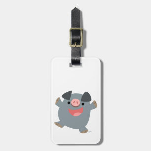 Etiqueta De Bagagem Tag Bouncy da bagagem do porco dos desenhos