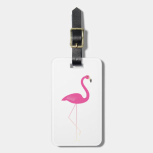 Etiqueta De Bagagem Tag branco elegante da bagagem do flamingo