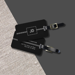 Etiqueta De Bagagem Tag branco preto elegante simples da bagagem do