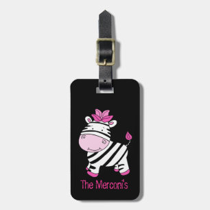 Etiqueta De Bagagem Tag customizável da bagagem da zebra cor-de-rosa