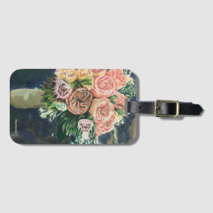 Etiqueta De Bagagem Tag da bagagem do buquê floral com titular do