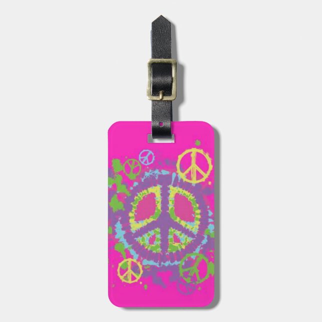Etiqueta De Bagagem Tag da bagagem do sinal de paz do estilo do Hippie (Frente Vertical)