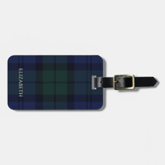 Etiqueta De Bagagem Tag da bagagem do verde azul de xadrez de Tartan