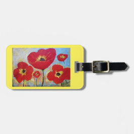 Etiqueta De Bagagem Tag da bagagem ou da bolsa com papoilas vermelhas