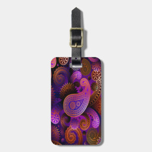 Etiqueta De Bagagem Tag da bagagem/Paisley roxo