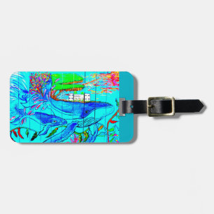 Etiqueta De Bagagem Tag da baleia de humpback e da bagagem do bebê