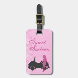 Etiqueta De Bagagem Tag de 16 Bagagens, rosa e preto, doce