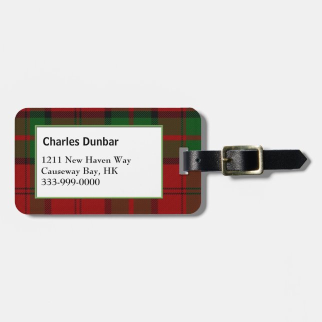 Etiqueta De Bagagem Tag de Xadrez de Dunbar Tartan do Clã Personalizad (Frente Horizontal)