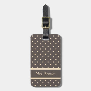 Etiqueta De Bagagem Tag elegante da bagagem das bolinhas de Brown e de