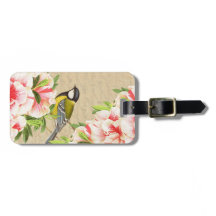 Tag feminino da bagagem do vintage com pássaro e