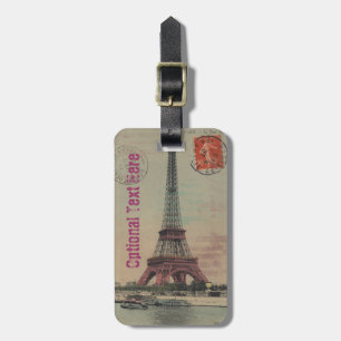 Etiqueta De Bagagem Tag francês da bagagem do vintage da torre Eiffel