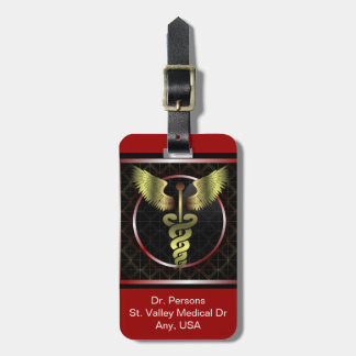 Etiqueta De Bagagem Tag médico da bagagem da saúde do Caduceus