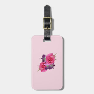 Etiqueta De Bagagem Tag Monogrammed da bagagem das orquídeas dos rosa
