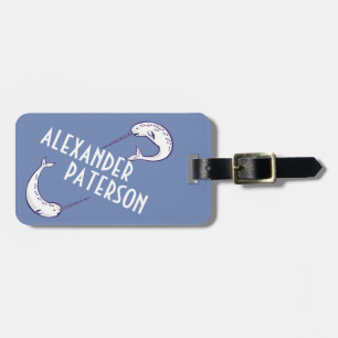 Etiqueta De Bagagem Tag personalizado Narwhals azul da bagagem