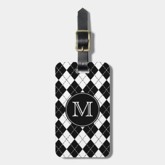 Etiqueta De Bagagem Tag preto e branco da bagagem de Argyle do