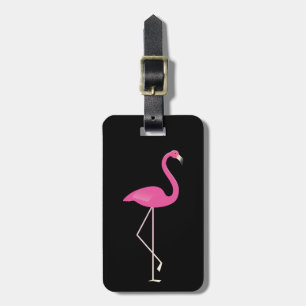 Etiqueta De Bagagem Tag preto elegante da bagagem do flamingo