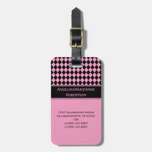 Etiqueta De Bagagem Tag pretos cor-de-rosa femininos do teste padrão