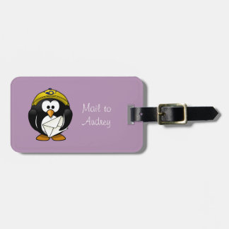 Etiqueta De Bagagem Tag roxo da bagagem do carteiro do pinguim