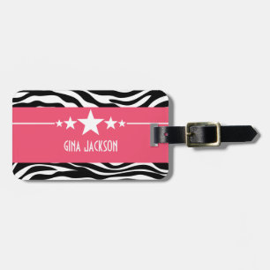 Etiqueta De Bagagem Tag Sassy cor-de-rosa da bagagem da zebra da