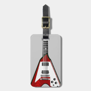 Etiqueta De Bagagem Tag vermelho/branco da guitarra do vetor da