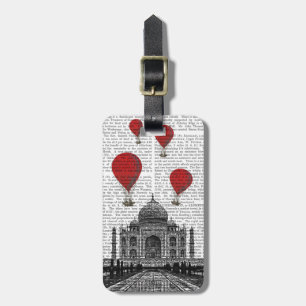 Etiqueta De Bagagem Taj Mahal e Red Hot Air Balloons