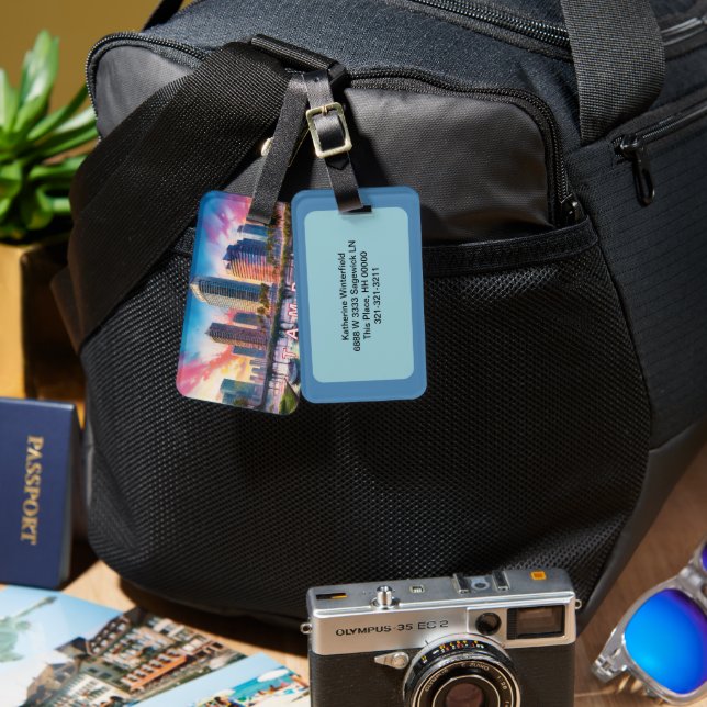 Etiqueta De Bagagem Tampa Skyline Abstrato Art (Frente e verso)