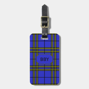 Etiqueta De Bagagem Tartan Amarelo Azul