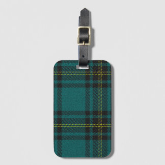 Etiqueta De Bagagem Tartan azul esverdeado