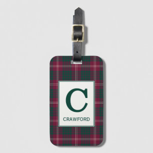 Etiqueta De Bagagem Tartan de Crawford do clã Monogrammed