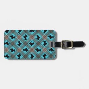 Etiqueta De Bagagem Tartan preto da xadrez do cão do Scottie