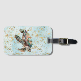 Etiqueta De Bagagem Tartaruga do Mar de Sonho Dourada