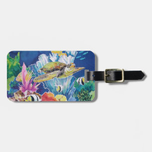 Etiqueta De Bagagem Tartaruga do Mar Verde
