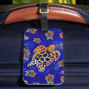 Etiqueta De Bagagem Tartarugas marinhas Batik Arte Africana