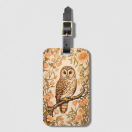 Etiqueta De Bagagem Tawny Owl Peach Blossoms William Morris Inspirado