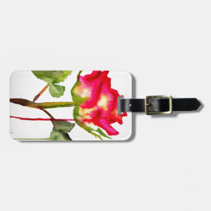 Etiqueta De Bagagem Tea Rosa aquosa híbrido cor-de-água, moderna arte